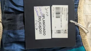 Vestido de rayas azul y gris