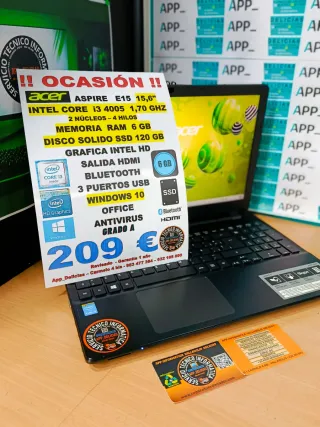 Acer Aspire E15 Portátil i3 6GB RAM 120GB SSD