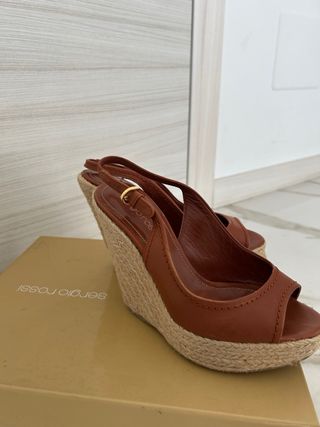 Sergio Rossi Espadrillas Zeppa Marrone Ottime Cond