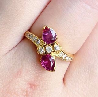 Anillo Vintage Rubíes Naturales Oro