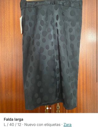 Falda larga Zara negra lunares Talla L