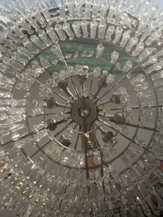 Lámpara de techo cristal y metal multicolor dorado