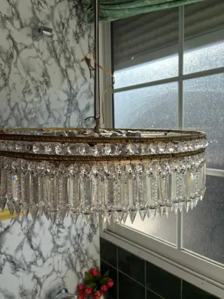 Lámpara de techo cristal y metal multicolor dorado