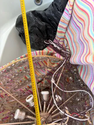 Lámpara de techo cristal y metal multicolor dorado