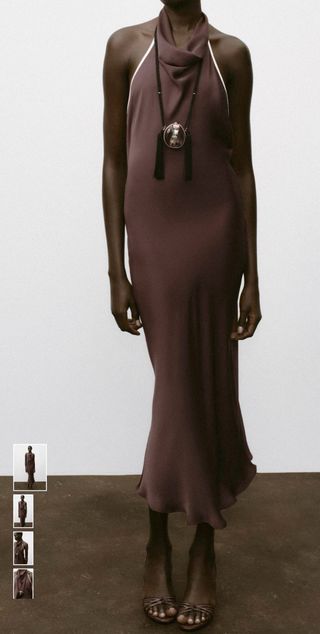 Vestido midi marrón Zara