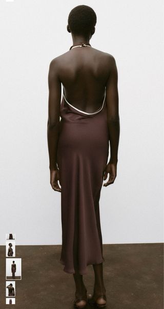 Vestido midi marrón Zara