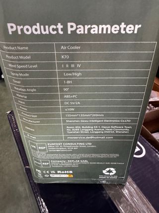 Ventilador Portátil 1.5L 4 Velocidades / F2
