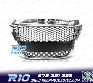 PARRILLA AUDI A3 8P 08-12 LOOK RS CROMO NEGRO