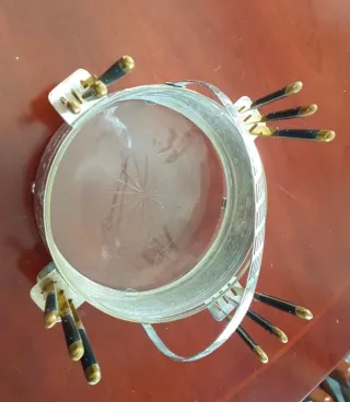 Fuente tarta antigua con cubiertos