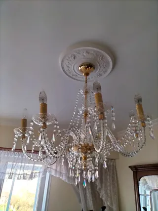 Lámpara de brazos cristal strass y metal dorado