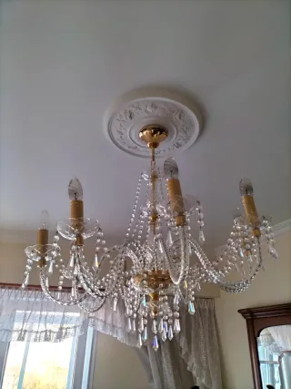 Lámpara de brazos cristal strass y metal dorado