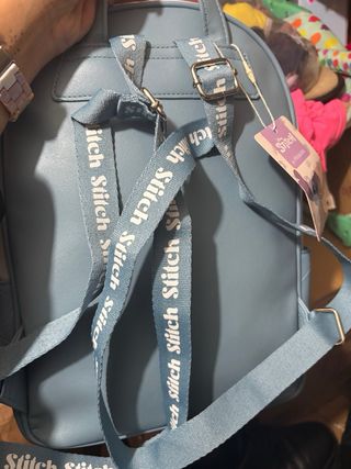 Bolso Mochila Disney Stitch Azul y Blanco