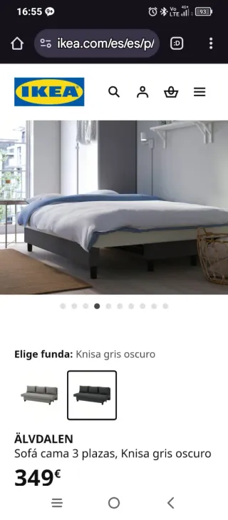 Sofá Cama Ikea Gris Tela