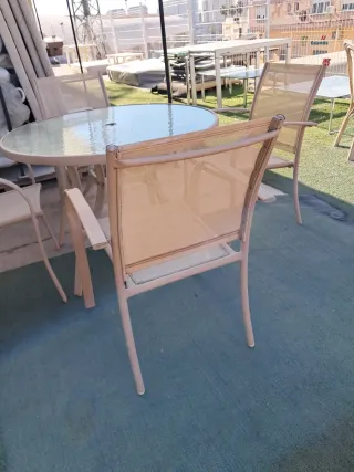 Mesa y 4 Sillas Terraza Cristal