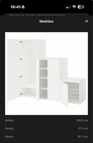 Armario PLATSA Ikea 4 puertas blanco