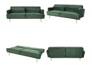 Divano Letto 3 Posti Verde in Velluto