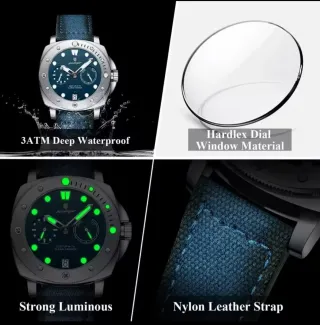 Reloj Poedagar Hombre Azul y Plateado