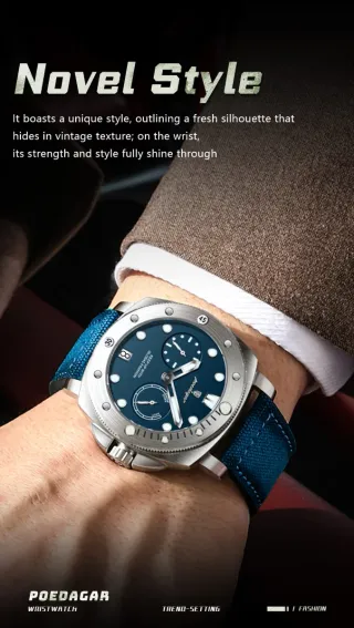 Reloj Poedagar Hombre Azul y Plateado