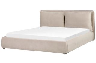 Cama Matrimonial Beige con Colchón y Almacenaje