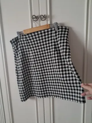 Falda cuadros vichy Mango