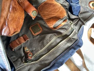 Bolso Campomaggi Lona Azul Cuero