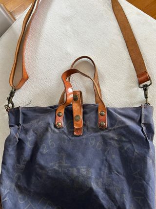 Bolso Campomaggi Lona Azul Cuero