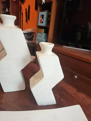 Lote 3 jarrones y bandeja barro