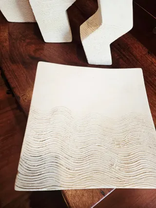 Lote 3 jarrones y bandeja barro