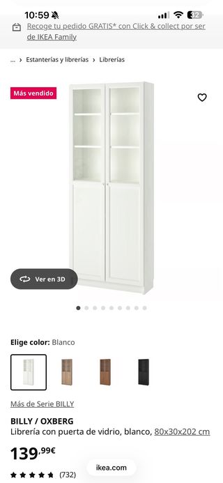 Librería Billy Ikea Dorada con Puertas
