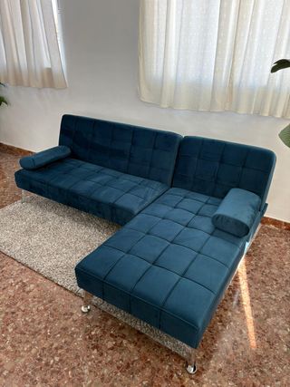 Divano letto blu in velluto