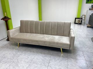 Divano Letto Click Clack Beige in Velluto