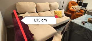 Sofá cheslong 2,50m beige y marrón