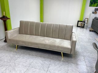 Divano letto Click Clack beige in velluto