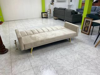 Divano letto Click Clack beige in velluto