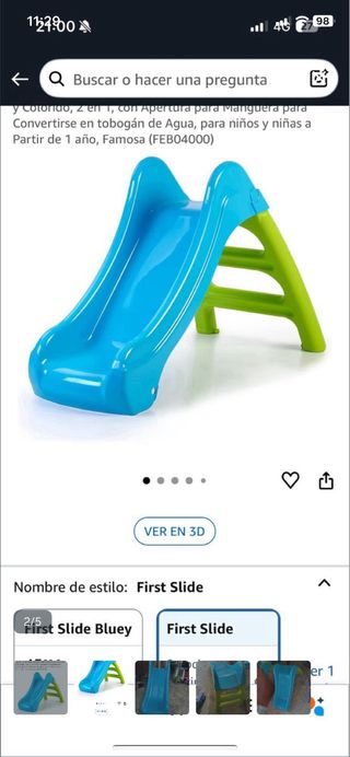 Tobogán infantil azul y verde