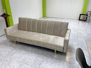 Divano letto Click Clack Beige in velluto