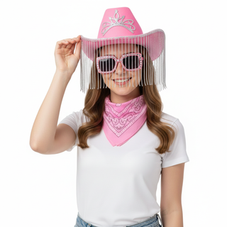 Pack Vaquera Sombrero, Gafas y Bandana Western