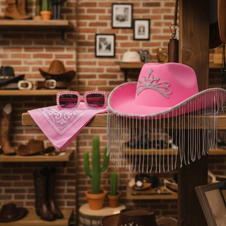 Pack Vaquera Sombrero, Gafas y Bandana Western