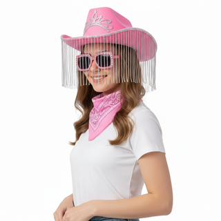 Pack Vaquera Sombrero, Gafas y Bandana Western