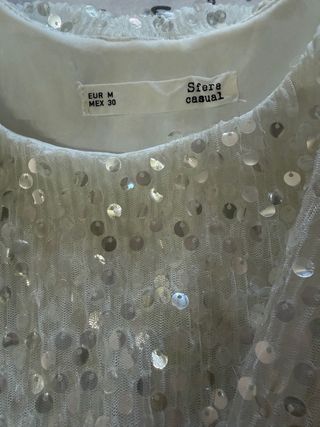 Blusa tirantes lentejuelas plateadas talla M