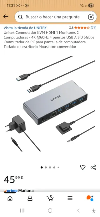 Switch UNITEK 2PC + 1 Monitor