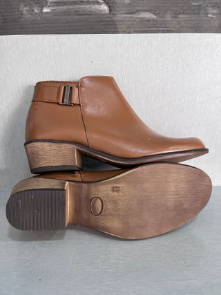Botín Piel Hebilla Tacón Cuero Talla 38 Nuevos