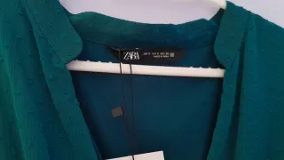 Vestido Zara Plumeti Verde Talla S