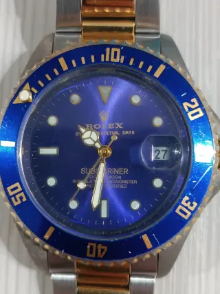 Orologio stile diver blu e oro
