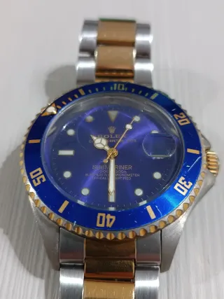 Orologio stile diver blu e oro