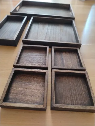 Conjunto de bandejas de madera