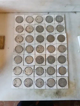 Lote 35 monedas de plata franco 100 pesetas