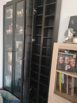 Vitrina Negra con Puertas de Cristal.