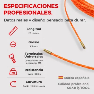 Guía Pasacables Poliéster 20m