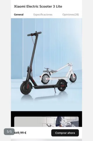 Patinete eléctrico negro xiaomi